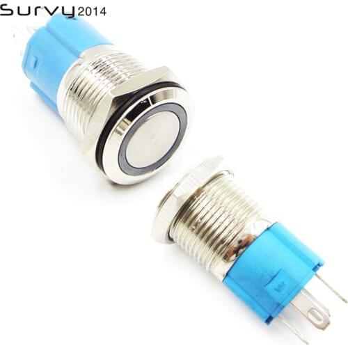 16mm Metal Push Button Switch LED power mark locking Latching Self-reset Momentary 1NO 1NC blue Orange
