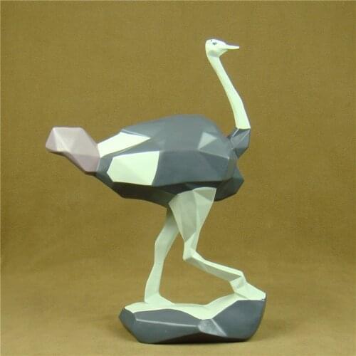 Fashion Geometric Ostrich Statue Abstract Resin Wildlife Handicraft Ornament Furnishing for Home Decoration and Festival Present