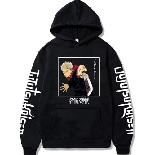 Men Hoodies Jujutsu Kaisen Men Pullovers Hoodies Streetwear Yuji Itadori Print Anime Hoody Sweatshirt