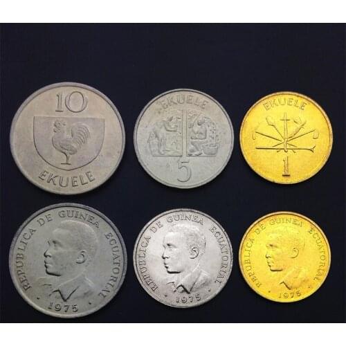 A set of 3pieces Equatorial Guinea 1975 Real Original Coins Collectibles Authentic Unc