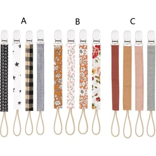OOTDTY 4 Pack Baby Pacifier Clip Chain Cotton Holder Pacifier Soother Clips Leash Belt Nipple Holder For Infant Feeding