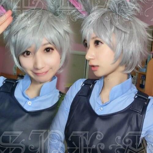 Movie Zootropolis Judith Laverne Hopps Cosplay Wigs Short Mixed Gray Heat Resistant Synthetic Hair Wig + Wig Cap