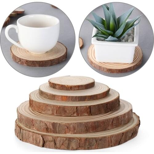 Natural Round Wood Coasters Cup Pad Tea Coffee Mug Mat Drinks Holder Table Mat Wooden Coasters DIY Crafts Home Kitchen Decor