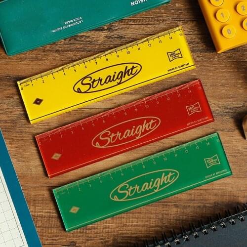 SHARKBANG 1 Piece Acrylic 15cm Straight Ruler Maths Geometry Study Tool Retro Styles Measuring School Stationery Suppliers