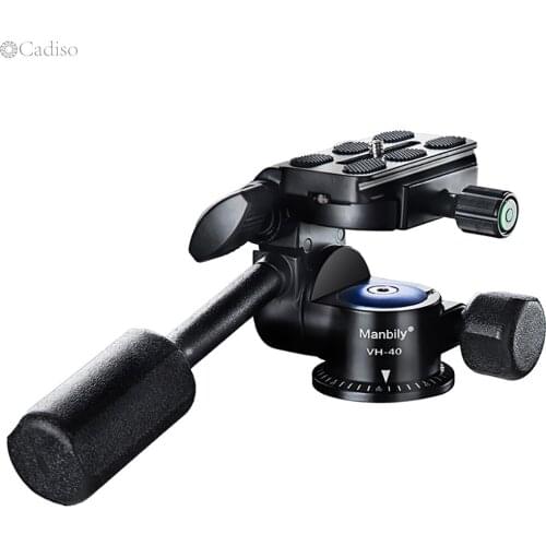 Cadiso VH-40 Aluminum 3-Way Fluid Head Video Tripod Ball Head Rocker Arm with Quick Release Plate for Camera Tripod Phone