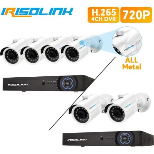 Irisolink CCTV Camera System 4CH 1080N DVR System With 2/4pcs Outdoor 720P Video Security Cameras Home Surveillance Camera Kit