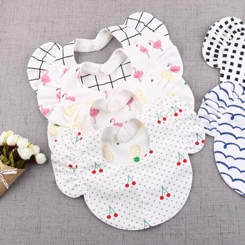 INS Nordic Baby Bib Saliva Towel Cotton Baby Girl Burp Cloths With Wing 360 Flower Meal Feeding Pocket 0-2 Years Old