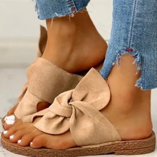 Womens Shoes Flat Bottom Set Toe Bow Slippers Women 2020 Summer New Wild Beach Beach Ladies Slippers Women Shoes