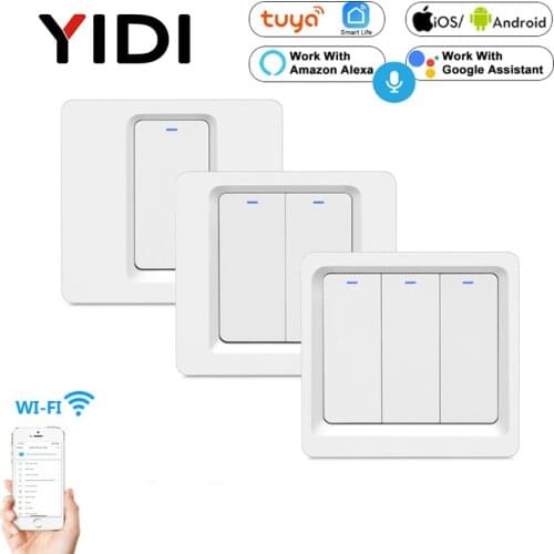 WiFi Smart Light Wall Switch Push Button Smart phone APP Remote Control Voice Control Smart Life Tuya 1/2/3 gang Switch