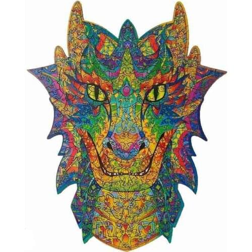 Animal Cat Lion Dragon Puzzles Wooden Puzzles for Adults Children Wooden Jigsaw Puzzles Birthday Gifts for Kids Educational toys