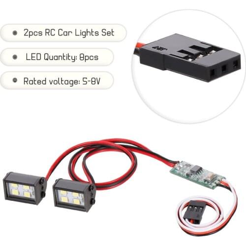 2pcs RC LED Lights Headlight Roof Lamp Light for 1/10 Traxxas TRX4 Trx6 D90 HSP Redcat RC 4WD Tamiya Axial SCX10 HPI RC Car DIY