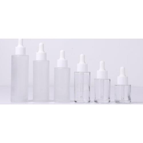20 ml 1 oz Frosted Clear Essential Oil Glass Dropper Bottle with Black/White Collar For Reagent/Eye Cream/Serum Container liquid