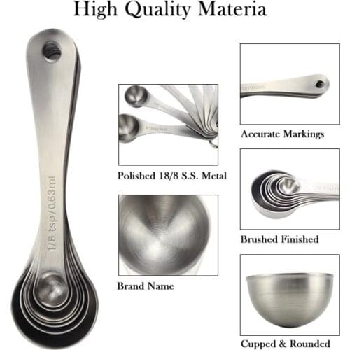 304Stainless Steel Measuring Spoon Coffee Powder Spice Measure Scoop Premium Stackable Tablespoons Home Tool Kitchen Accessories