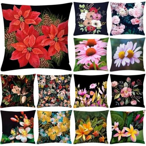 45*45 Colorful Flower Pillowcase Throw Cushion Padding Cover Polyester Square Headrest Pillow Case Cushions Decorative Sofa