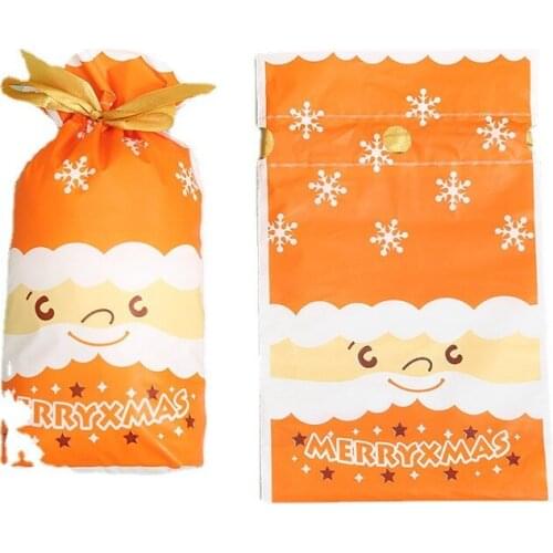50pcs 15x23cm Drawstring Bundle Pocket Candy Santa Claus Pattern Bags Cookies Baked Food Christmas Holiday Blessing Packaging
