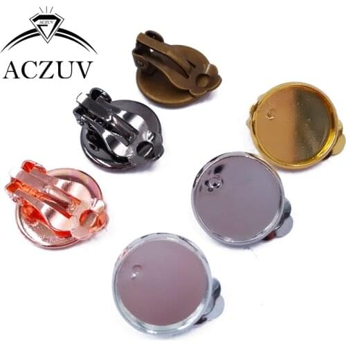 500pcs 10mm 12mm 14mm 16mm 18mm 6colors Copper Bezel Stud Earrings Earring Blank Clips Cabochon Cameo Base Settings
