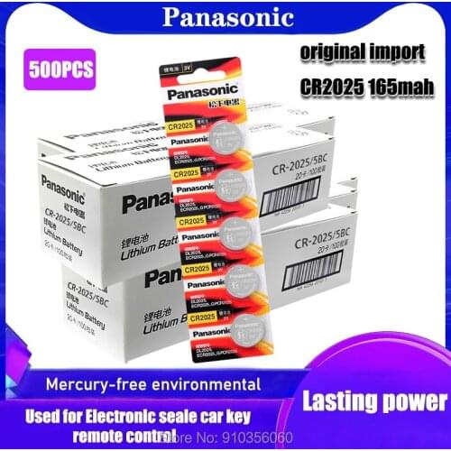 500Pcs PANASONIC Original 3V CR2025 Button Coin Cell Lithium Battery For digital camera camcorder Watch Calculator Batteries