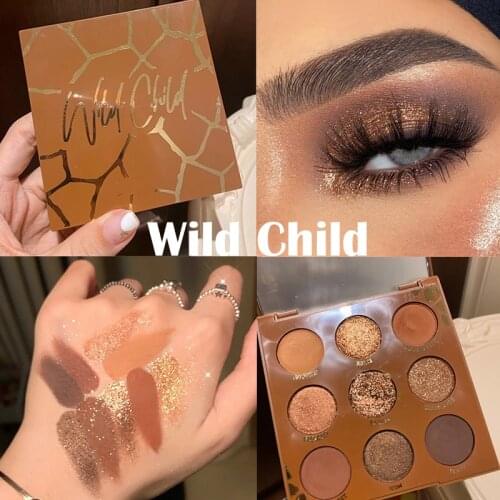 9 Colors Rich Warm Chocolate Wild Child Eyeshadow Palette Matte Glitter Makeup Palette Shimmer Nude Eye Shadow Brown Eye Pigment