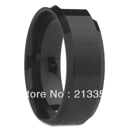 FREE SHIPPING!USA WHOLESALES CHEAP PRICE BRAZIL RUSSIA CANADA UK HOT SELLING 8MM BLACK POLISHED BEVEL MENS TUNGSTEN WEDDING RING