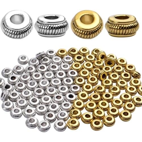 Tibetan Jewelry Findings,100pcs 7mm Antique Spacer Beads Alloy Oval Spacer with 3mm Hole for DIY Crafts Wholesale, Pumpkin Shape