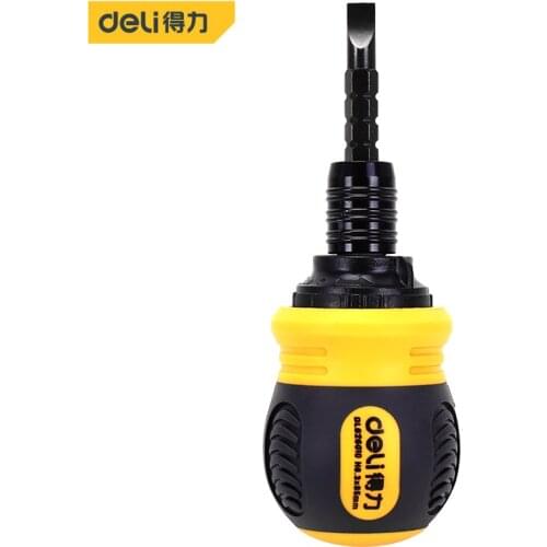 Deli Double-Use Slotted/Phillips Screwdriver Removable Hand Tool Chrome Vanadium Steel Repair Tool Handle Screw Driver Hand Tool