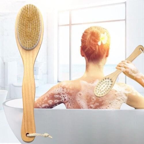 Wooden Body Wash Massage Shower Brush Natural Bristle Bath Brush Cleaner Firm Exfoliating SPA Woman Man Skin Care Dry Body Brush