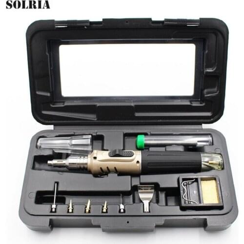 10 in 1 Auto Ignition Gas Welder Cordless Welding Torch Kit HS-1115K Butane Gas Welder Durable and Safety Welding Tools 3 Color