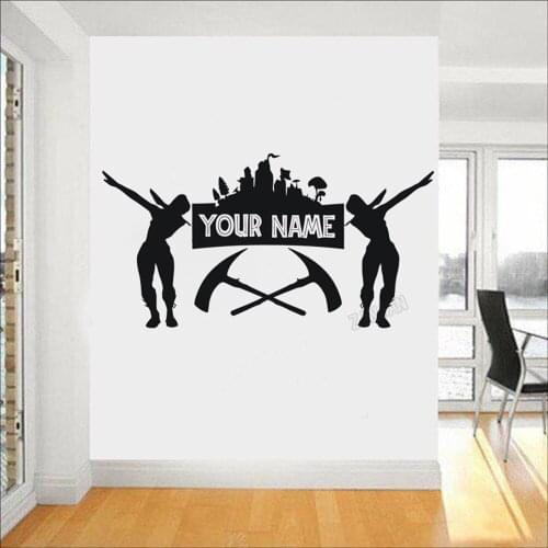 Gamer Custom Name Wall Sticker For Boys Room Decor PS4 Battle Royale Poster Wall Decals For Kids Room Vinyl Wall Stickers Y039
