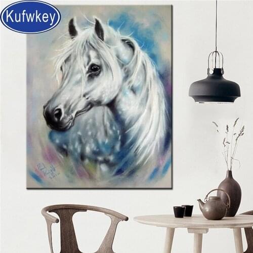 White horse Diamond painting full Square round diamond embroidery icon 5d diy diamond mosaic animal unicorn Wall stickers