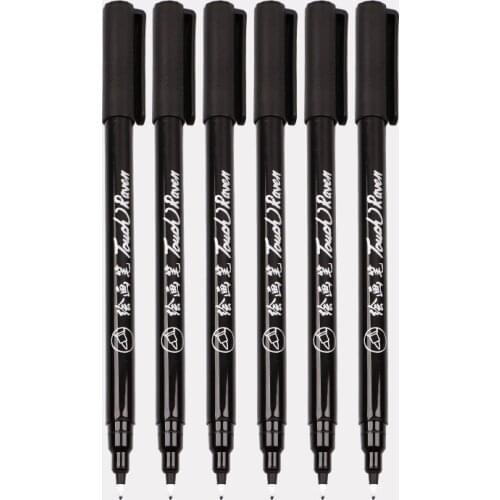 6pcs Lot Waterproof Black Ink Comic Art Drawing Painting Fine Liner Pen Glass CD Marker School Office Supply Stationery