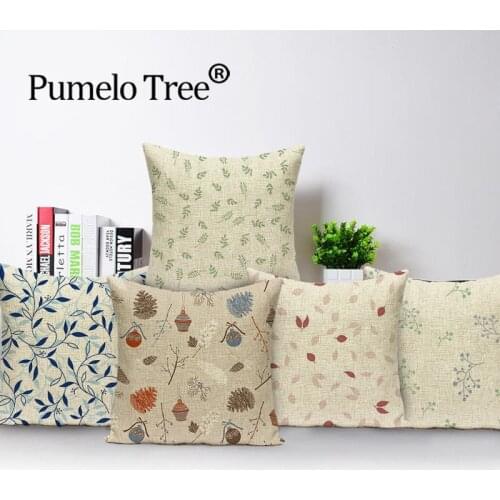 Maple Nordic Plant Cushion Cover Farmhouse Linen Decorative Pillows Case Simple and Stylish Cushions Covers 45*45Cm Funda Cojin