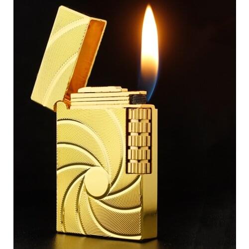 Creative Metal GAS inflatable lighter open-flame cigarette lighter personality Flint side-slide grinding wheel Smoking lighters