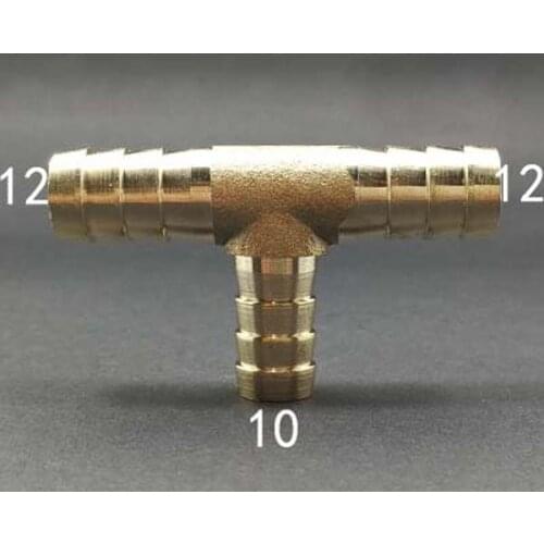 Brass Hose Barb Reducer Fitting Tee 3 Way Splitter 12-10-12mm Water Gas