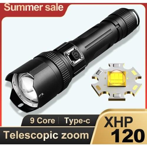 XHP120 Powerful LED Flashlight 18650 Rechargeable LED Torch Light XHP90 Bright Tactical Flashlight Usb Hand Lamp Hunting Lantern