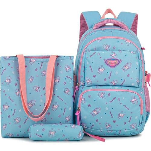 3 in 1 Set Girls Backpacks with Lunch Bag Kids Elementary School Bag Laptop Rucksack Princess Bookbag Mochila Feminina Sac A Dos