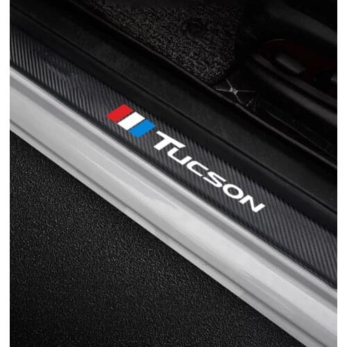 4pcs Carbon Fiber Door Sill Protector Leather Vinyl Stickers For hyundai tucson Car Accessories