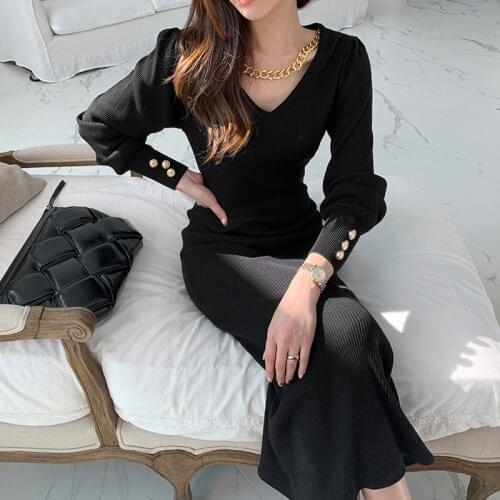 New Autumn Sweater Women Dress Winter Long Sleeve Sweaters Knitted Dresses Womens Loose Maxi Oversize Knitting Robe Vestido