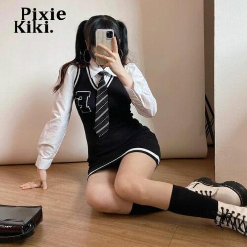 PIXIEKIKI Fashionable Shirt Dresses