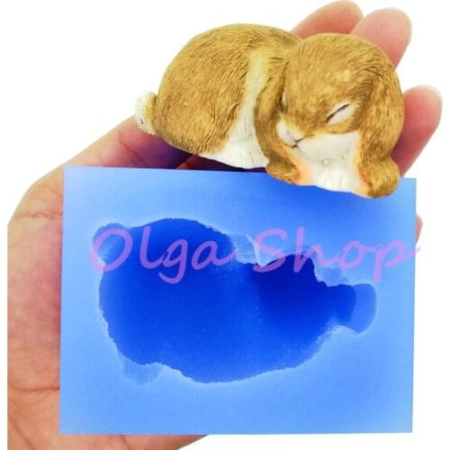 DYL812 3D Sleeping Rabbit Silicone Mold Fondant Cake Decoration Candy Craft Sugarcraft Resin Clay Art Soap Candle FOOD SAFE
