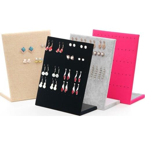 30 pairs of Earring Display Stand Holder L Shape Velvet Stud Earrings Display Rack Pin Ear Ring Jewelry Storage Holder Shelf