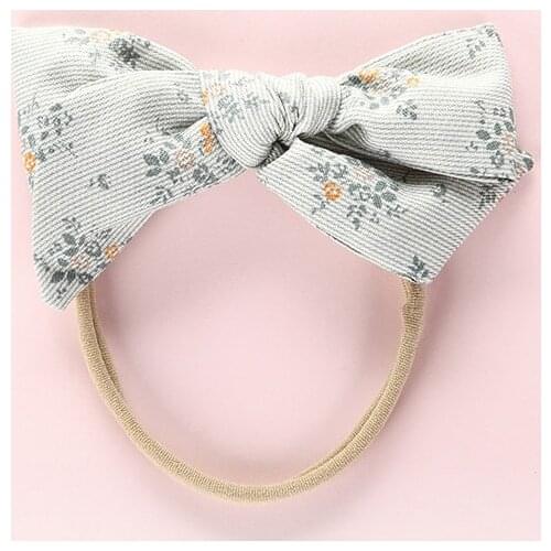 Flower Printed Bow Hair Band Lovely Bow Baby Headbands Nylon Hair Bands Soft Headbands Top Knot Elastic Baby Turban Hairband