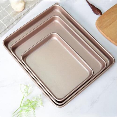 Baking Tray Rectangular Non-stick Bread Cake Baking Tray Baking Tray Oven Rectangular golden Baking Tray Diy Baking for Kitchen