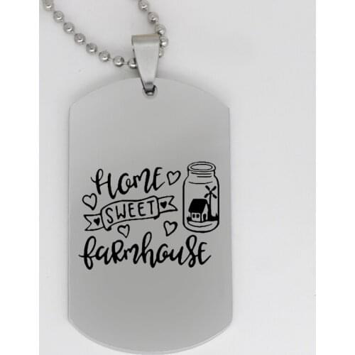 Ufine jewelry family gift pendant army card home sweet farmhouse stainless steel customed necklace N4236