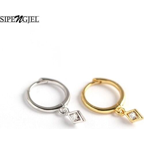 SIPENGJEL Fashion Inlaid Zircon Dainty Small Hoop Earrings Geometric Simple metal Style Earrings For Women Jewelry 2021