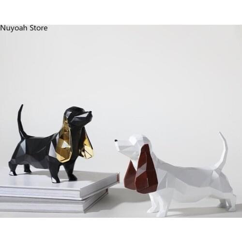 Nordic Creative Resin Puppy Ornaments Abstract Geometric Animal Statue Desktop Ornaments Living Room Home Decoration Accessories