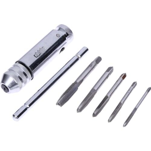 T-handle Ratchet Wrench Machinist Tool M3-m8 Adjustable 5pcs Screw Thread Plu Metric Tap Wrenches Extended Type Tapping Wrench