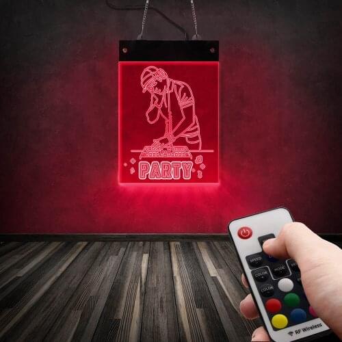 Party Dj Mixer Silhouette LED Glowing Sign Neon Light LED Lighting Wall Art Décor Night Club LED Open Sign Advertisement Board