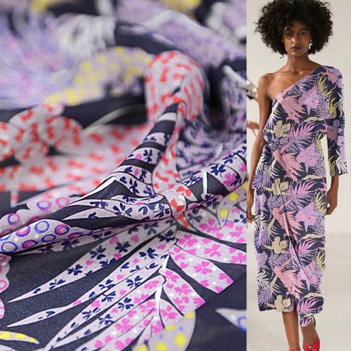 Vintage floral print silk stretch georgette gauze silk fabric transparent 12momme 105cm width by yard,SCG224