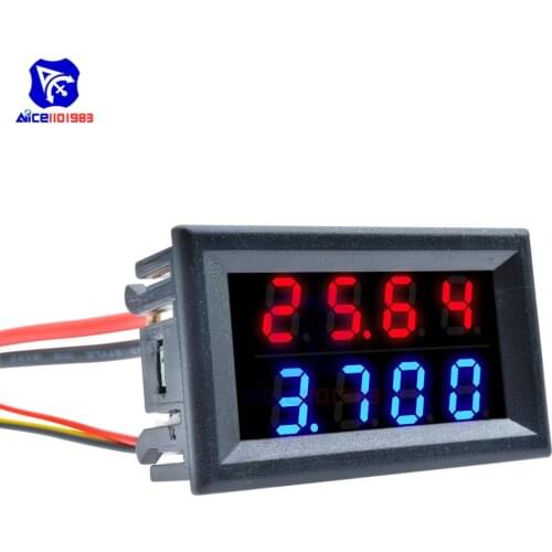 Diymore High Precision Dual LED Digital Display Voltmeter Ammeter 4 Bit Red/Blue Red/Red Voltage Current Meter DC 4-28V 10A