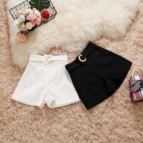 2020 summer new female trousers womens High-waist shorts women solid color slim Ring buckle wide leg suit shorts